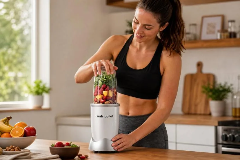Ajout de fraises dans un blender à bol en inox d'entrée de gamme